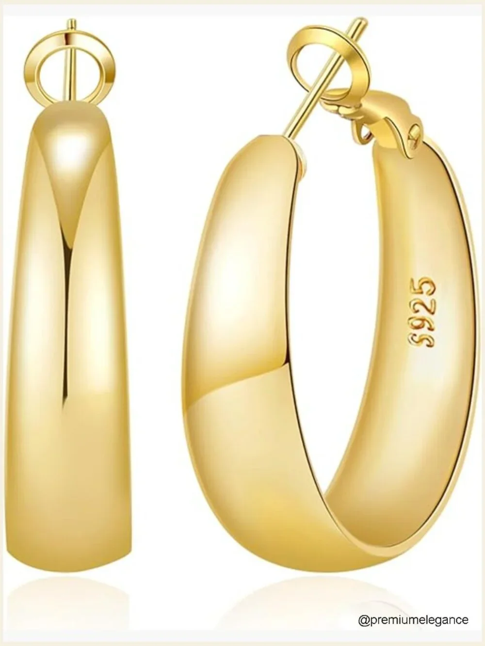 5-8mm Tapered Chunky Hoop Earrings Trendy Hypoallergenic 925 Sterling Silver